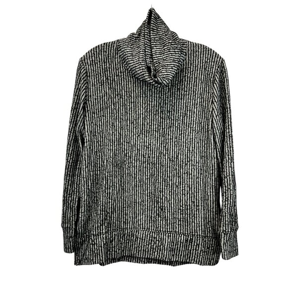 Nally & Millie Womens Cowl Neck Sweater Black/Gray Striped Size Medium - Picture 1 of 7